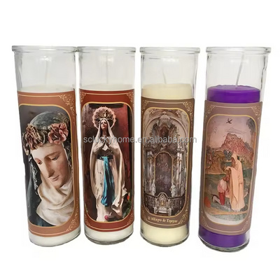 bulk wholesale prayer religious candle glass jar mexican spiritual soy products mexico catholic religious prayer pillar  candles