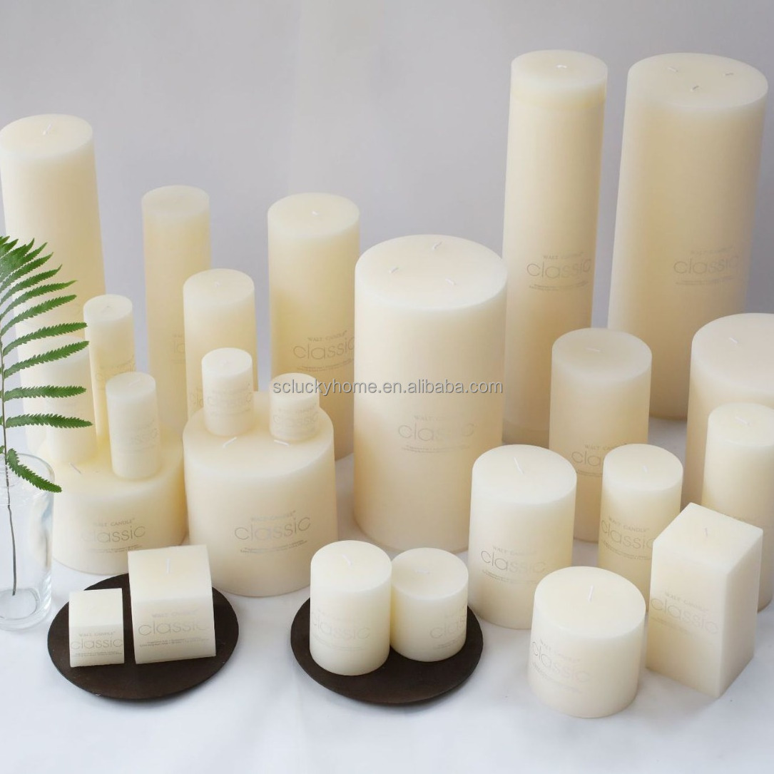 wholesale mary christmas white extra large cylindrical candle  round square ivory pillar candles xl wedding home decoration