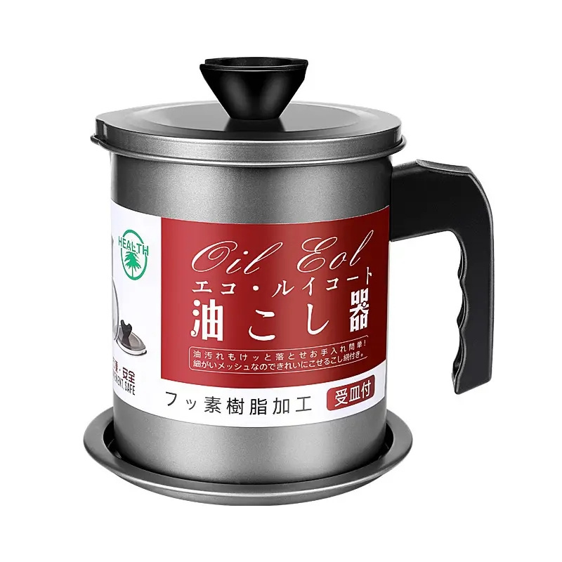 Manufactures Hot Selling Japanese Stainless Kitchen Cooking Oil Filter Pot 1.4L & 1.7L Kitchen Oil Storage