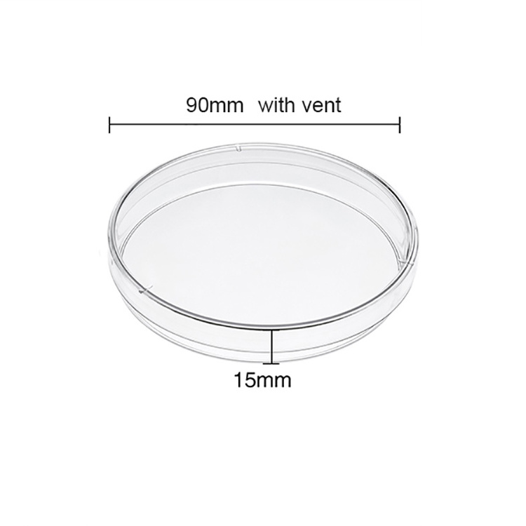 Laboratory medical sterile glass plastic petri dish 90*15 with vent