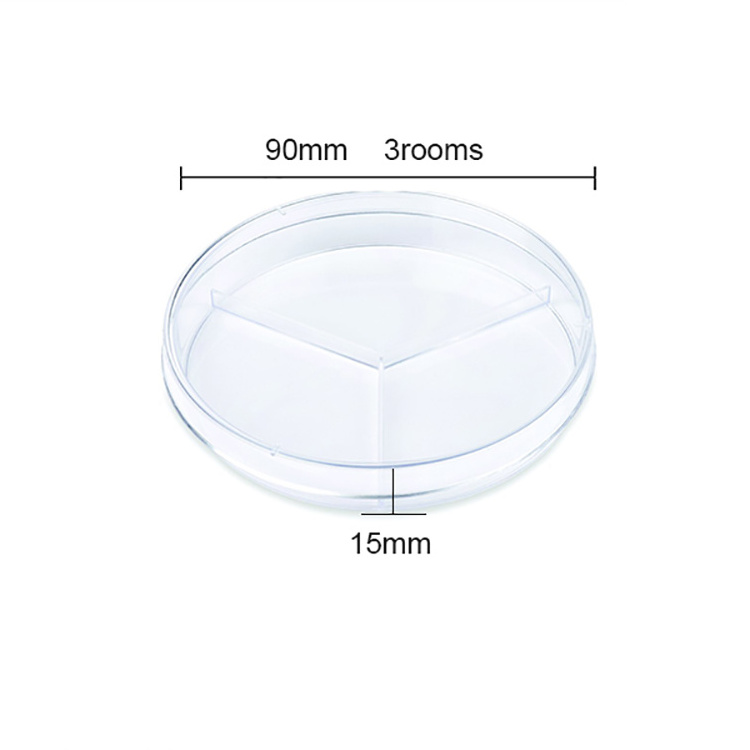 Laboratory medical sterile glass plastic petri dish 90*15 with vent