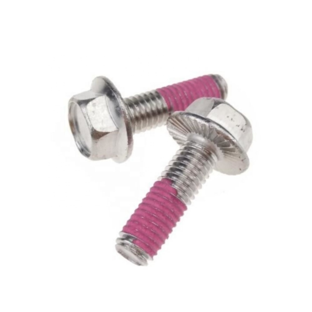 Auto M8 machine threads Hex washer head stainless steel self locking screw