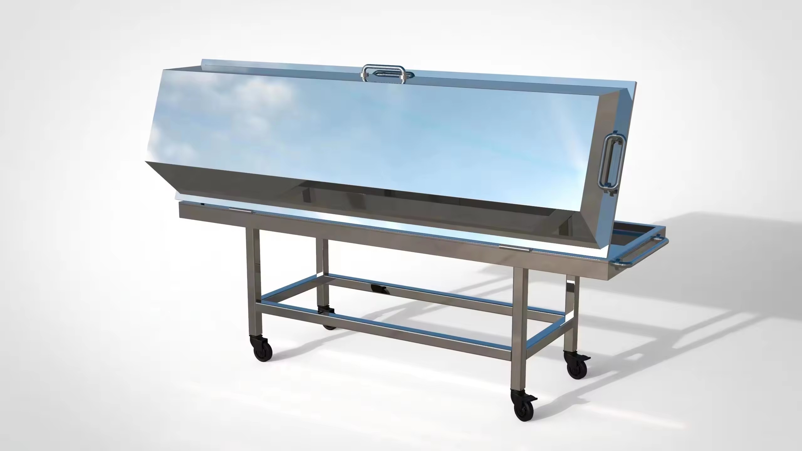 High Quality Stainless Steel Funeral Corpse Transport Trolley Morgue Stretcher Mortuary Trolley with Covers