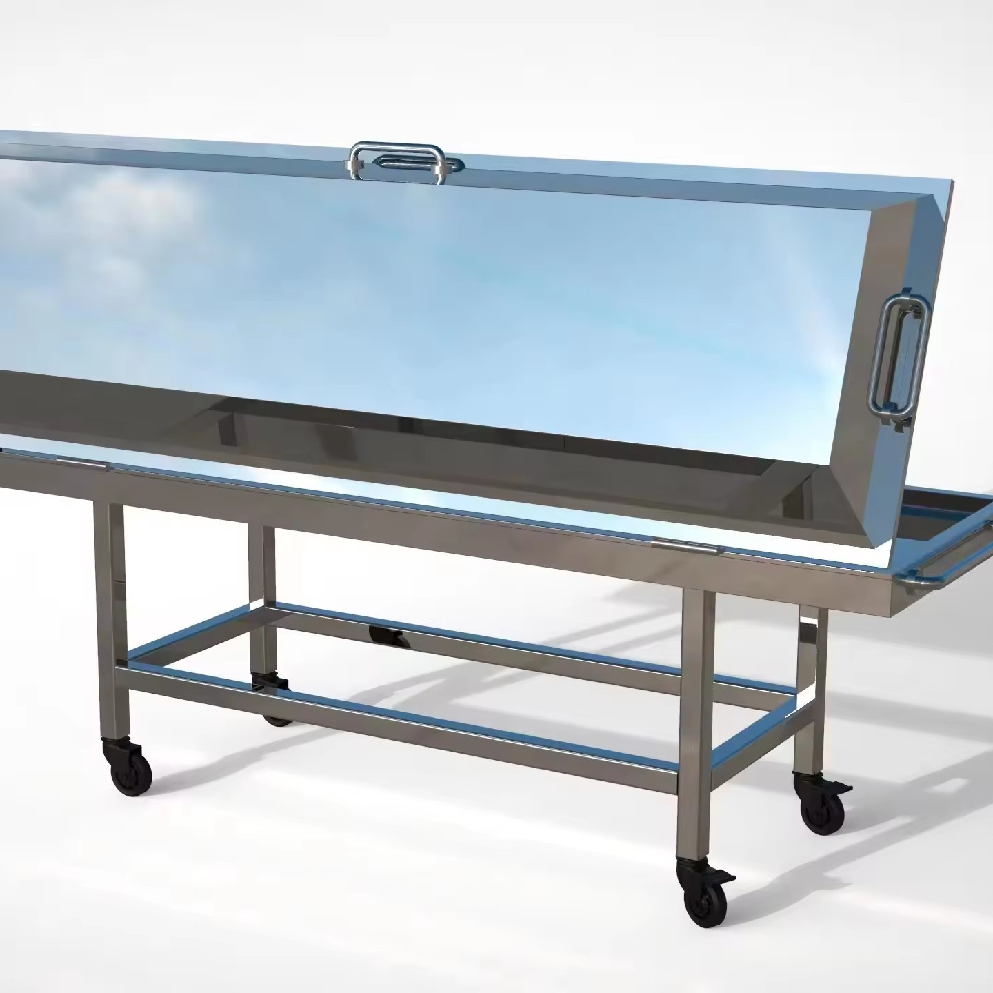 High Quality Stainless Steel Funeral Corpse Transport Trolley Morgue Stretcher Mortuary Trolley with Covers