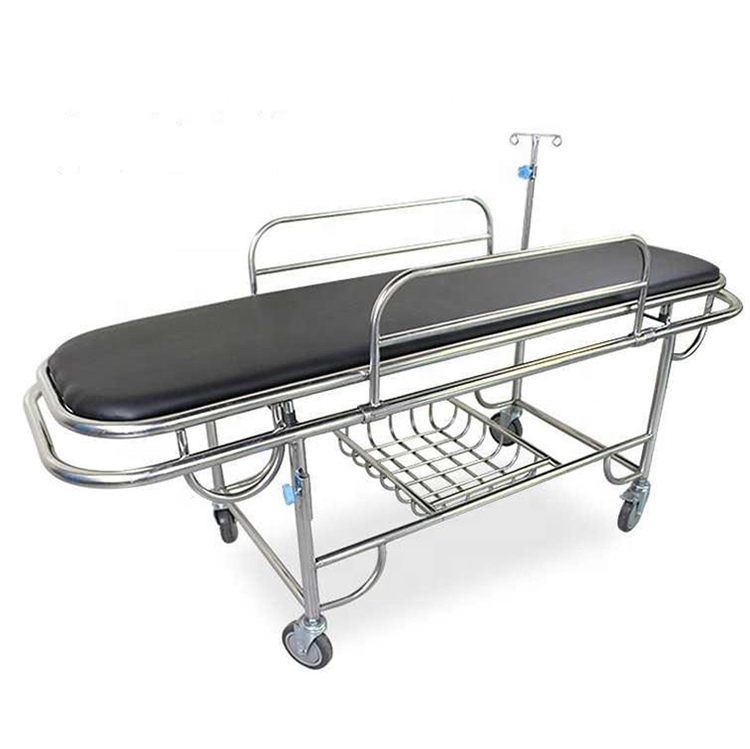 Hospital Metal Cart Stainless Steel Ambulance Stretcher Medical Emergency Trolley for patient transfer