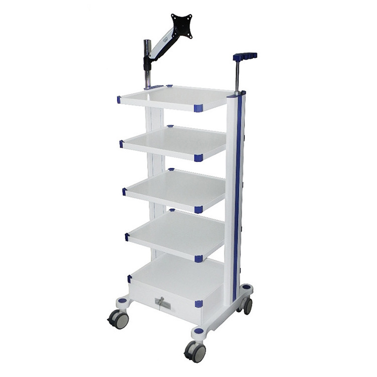 Best Quality Hospital Used Mobile Adjustable Endoscope Cart Instrument Trolley Medical Cart