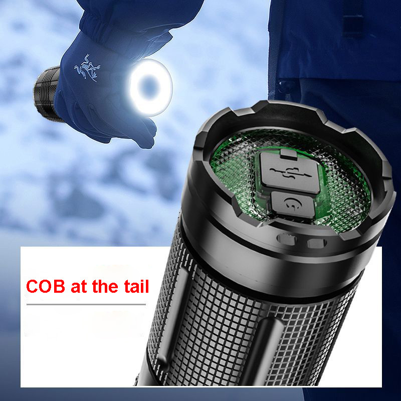 2023 NEW design double head light flashlight white laser zoom tactical led torch COB tail bright flashlight