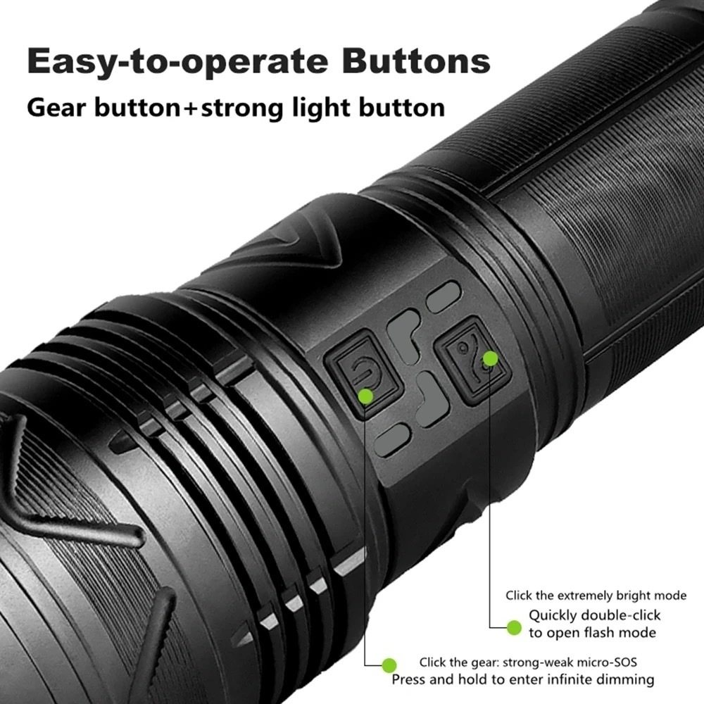 Ultra-light charging outdoor high-power LED multi-function flashlight self defensive flashlight big flashlight