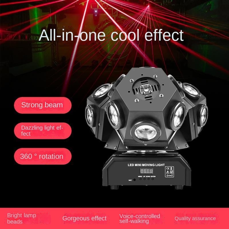 18pcs 10w Colorful rotating Laser Strobe Beam Lights 3 head Moving Head Light with Remote Control for KTV club