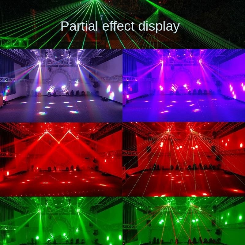 18pcs 10w Colorful rotating Laser Strobe Beam Lights 3 head Moving Head Light with Remote Control for KTV club