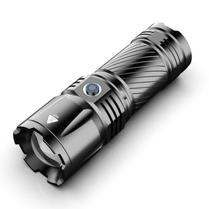 Telescopic Zoom  Powerful LED Flashlight Portable Type-C Rechargeable Laser Strong Light Flashlight