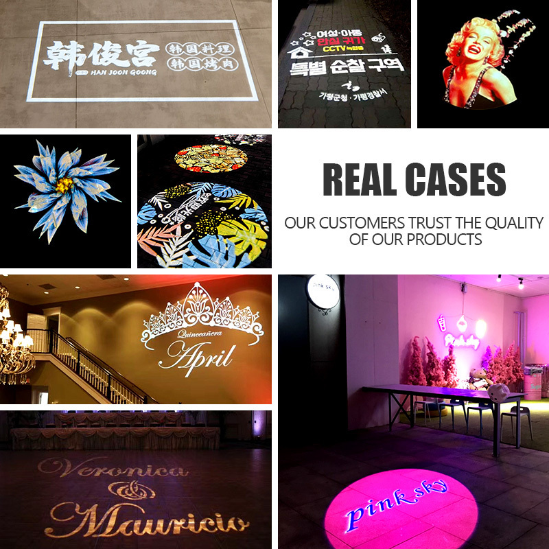 Outdoor waterproof build wall 40w laser custom logo floor image projection door welcome 4 gobo projector led advertising light