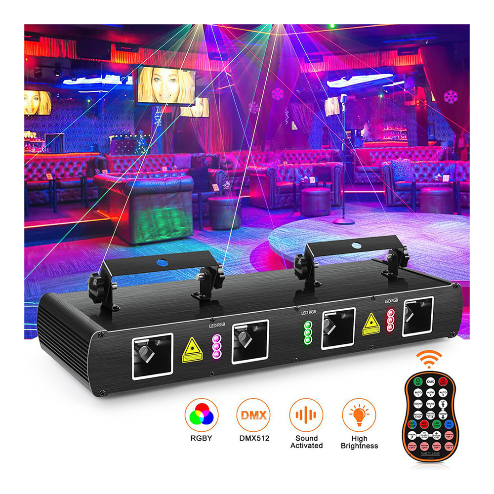 New RGB four head five head remote control LED laser light red green blue yellow sound control party bar KTV stage lighting