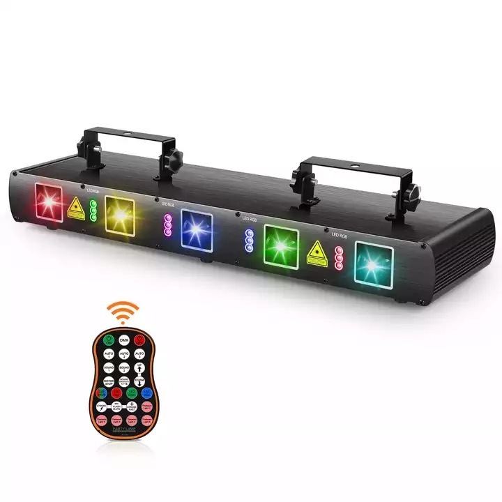 New RGB four head five head remote control LED laser light red green blue yellow sound control party bar KTV stage lighting