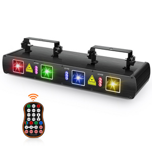 New RGB four head five head remote control LED laser light red green blue yellow sound control party bar KTV stage lighting