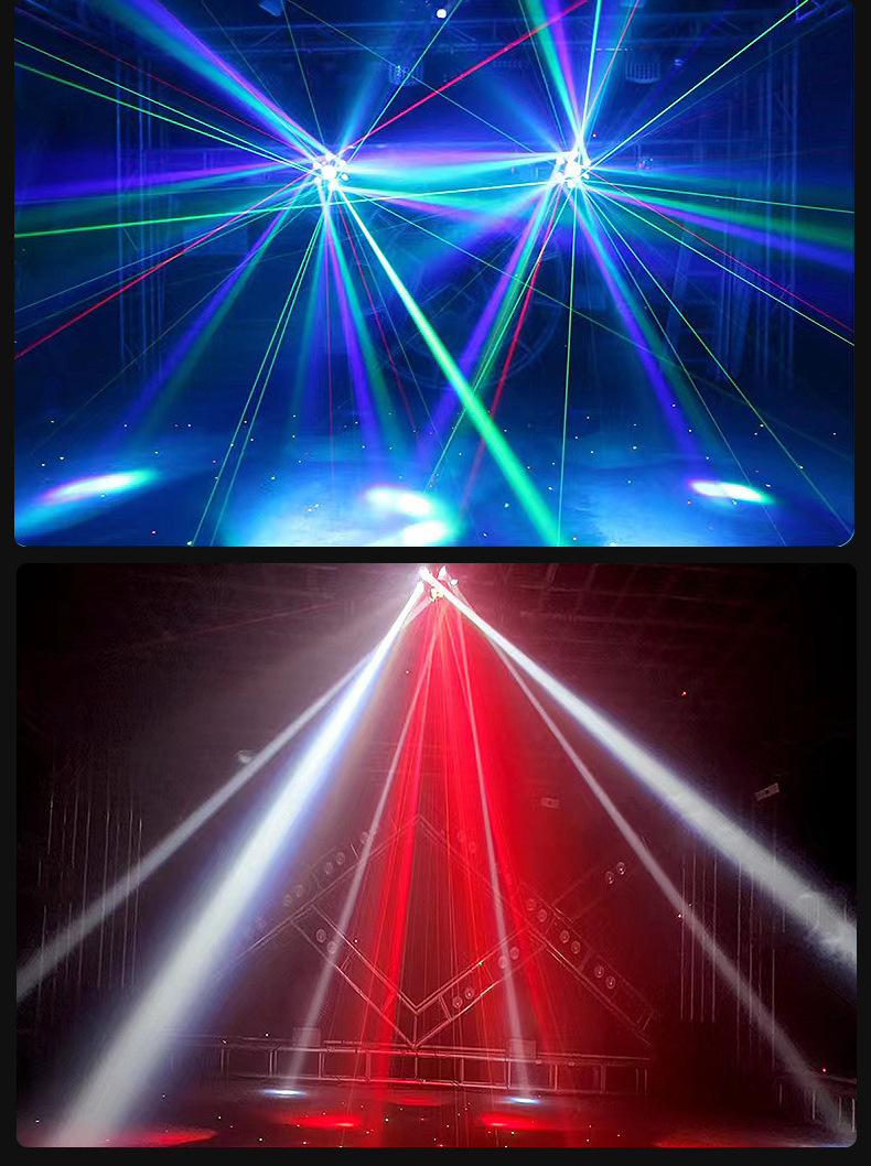 Sound-controlled ktv seven-color rotating six bobble head beam light six bee-eye laser light