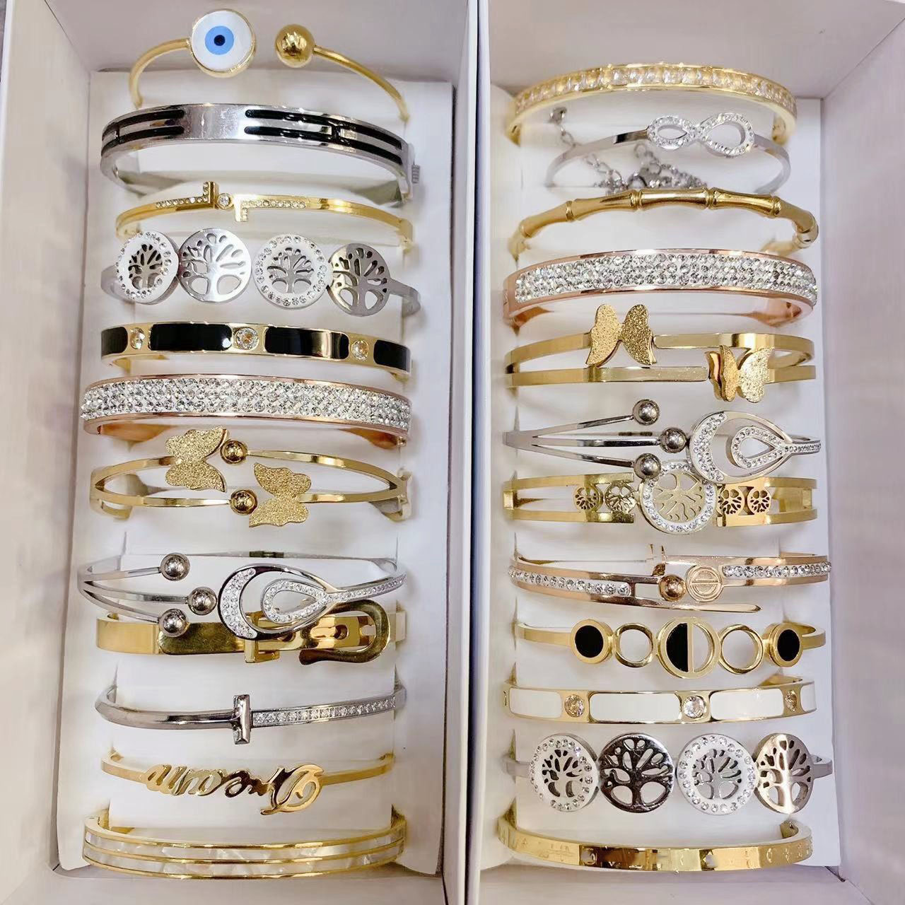 Wholesale Custom Ladies Jewellery  Gold Plated Cuff Bracelets Bangles Women Stainless Steel Jewelry