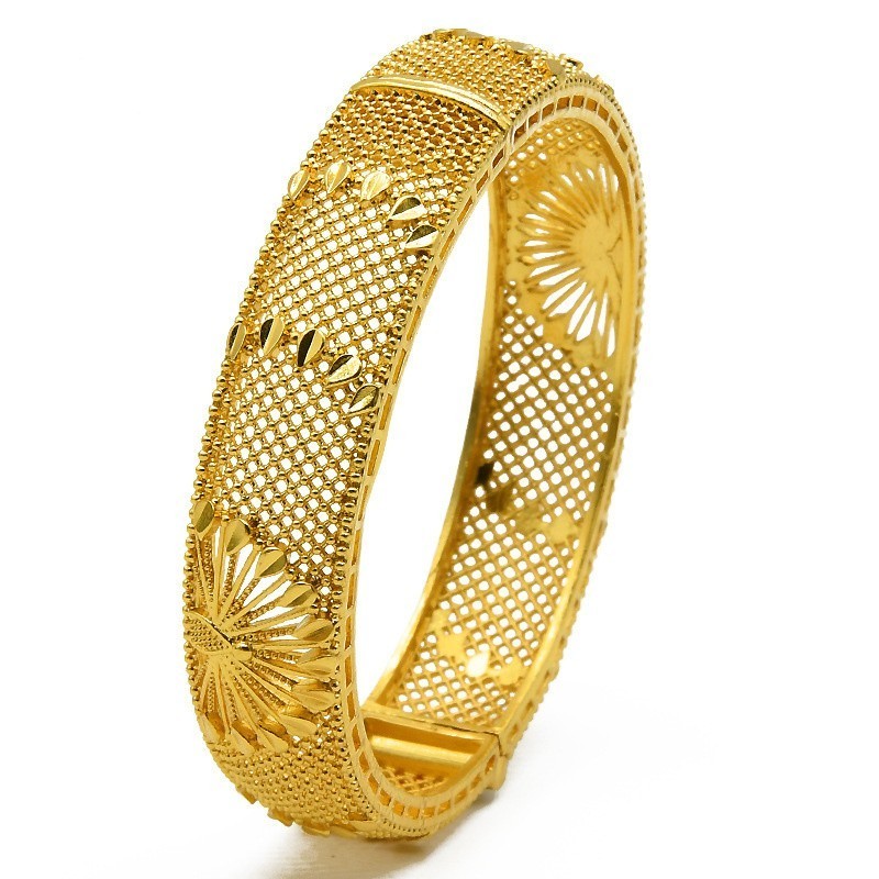 Mixed Design Cheap 24K Gold Dubai Bangles for Women Middle East Gold Bangles Ethiopian Saudi Arabia Mesh Bracelets