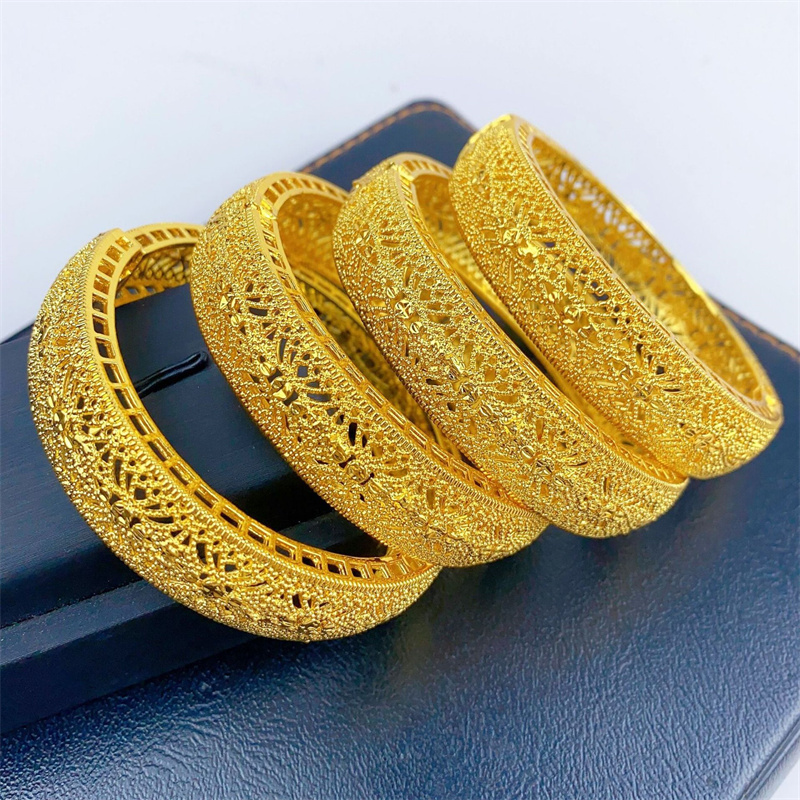 Mixed Design Cheap 24K Gold Dubai Bangles for Women Middle East Gold Bangles Ethiopian Saudi Arabia Mesh Bracelets