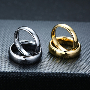 Tungsten Carbide Simple Finger Wedding Women and Men Rings Couple Set Jewelry 18k Gold Plated Custom Ring Blanks Engraving