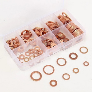 200 pcs Copper Washer Gasket Nut And Bolt Set Ring Seal Assortment Kit With Box For Sump Plugs