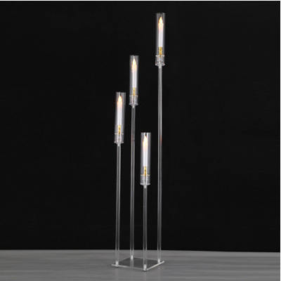 Crystal acrylic 4  5 8 arm candelabra wedding tall candlesticks clear candle holders for table centerpiece for LED candle