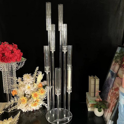 Crystal acrylic 4  5 8 arm candelabra wedding tall candlesticks clear candle holders for table centerpiece for LED candle