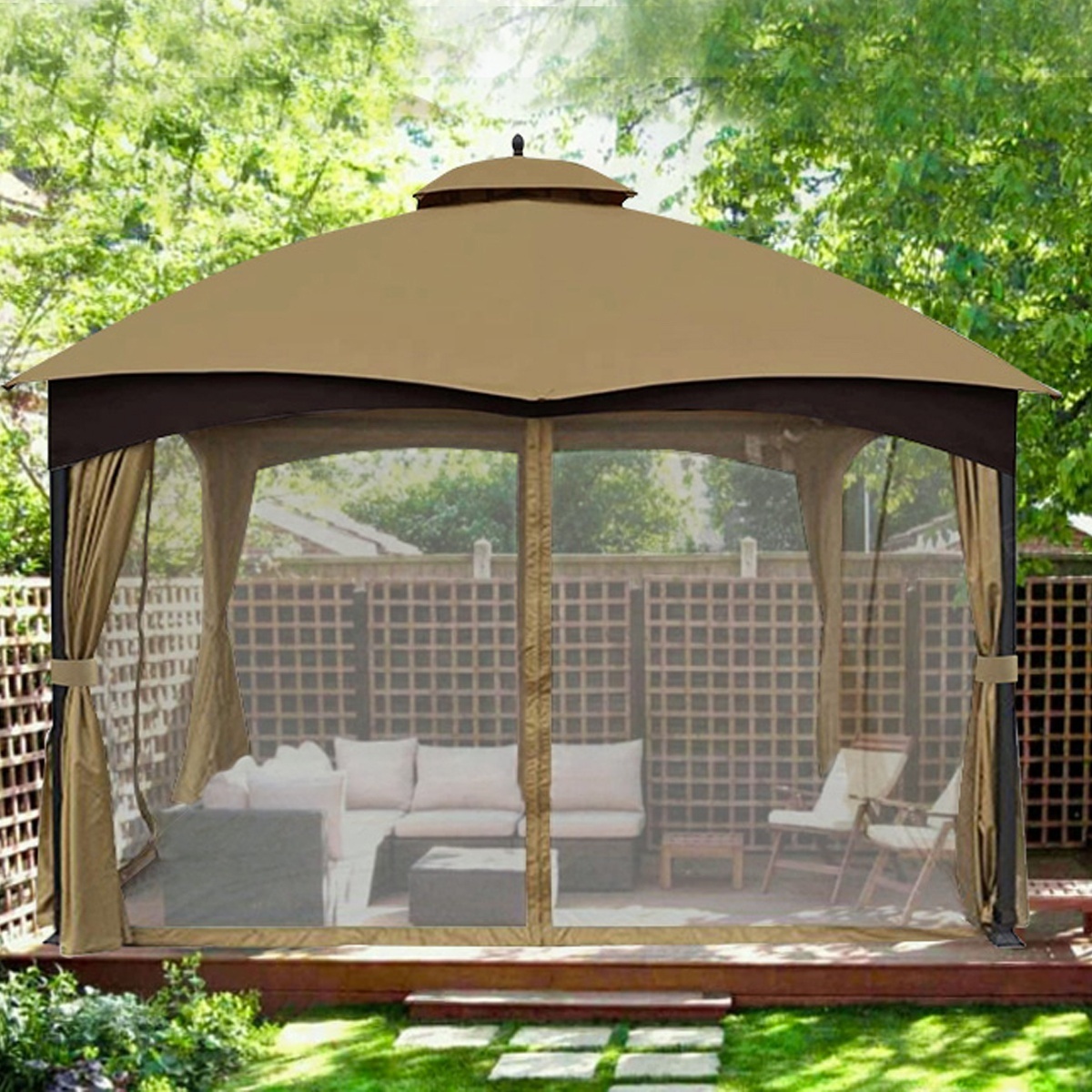 SCOCANOPY Custom Made Universal Mosquito Netting For 10x12 Alloy Steel Patio Gazebo