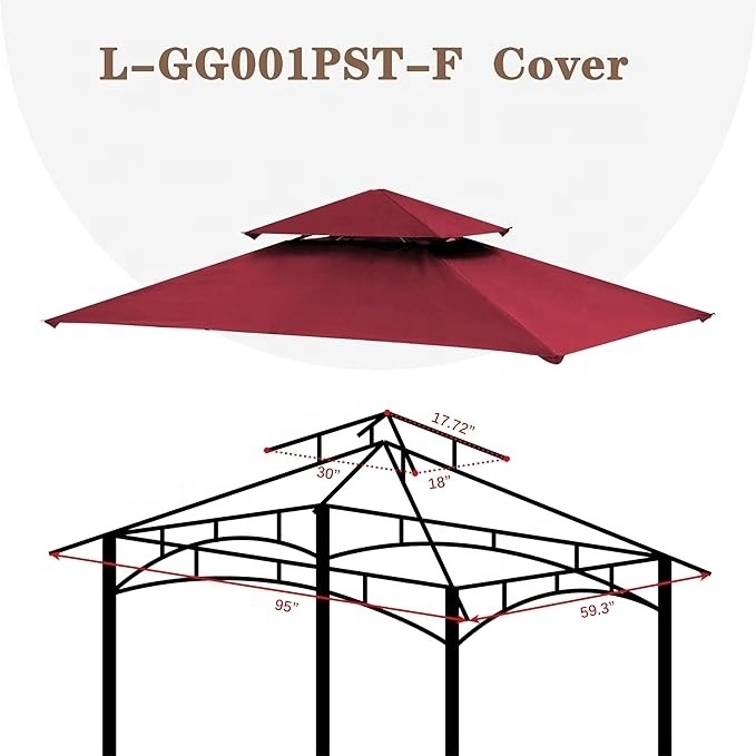 SCOCANOPY Heavy Duty Sunproof UV Protection Canopy Tent Replacement Covers Top for 8x5ft Grill BBQ Gazebo Pergola Burgundy