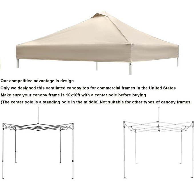 SCOCANOPY UV Protection Replacement Cover 100% Waterproof 10x10 Pop Up Canopy Tent Top with Air Vent for Trade Show Tent Beige