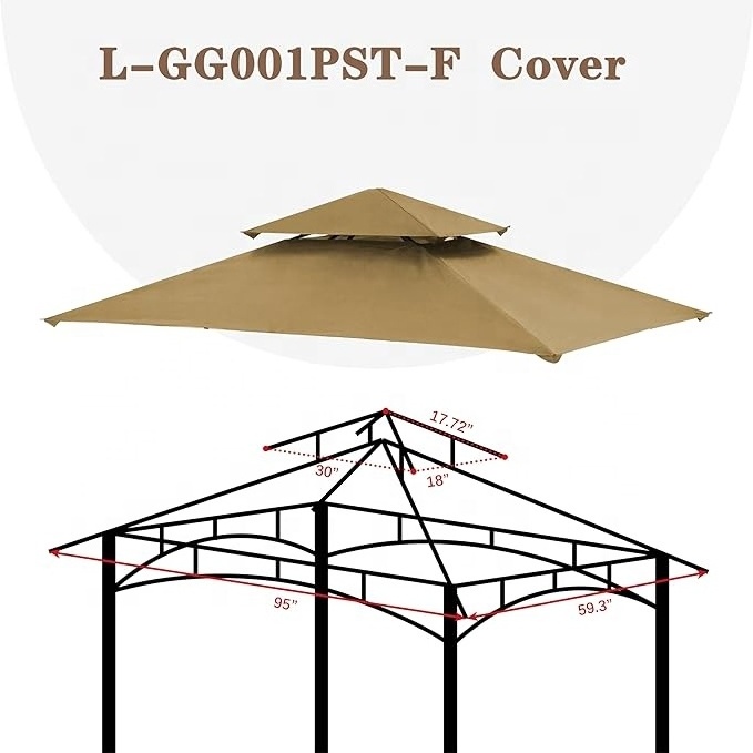 SCOCANOPY Sunshade Rain Protection Gazebo Canopy Tent Replacement Roof for 8x5ft Grill BBQ Pergola with Ripstop Polyester Beige