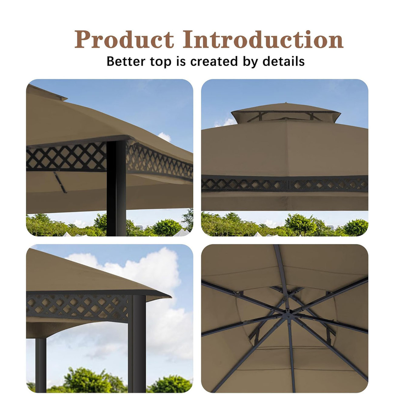 SCOCANOPY Replacement Canopy Top Cover for Oakmont Gazebo L-GZ717PST-C, 810213583, Khaki