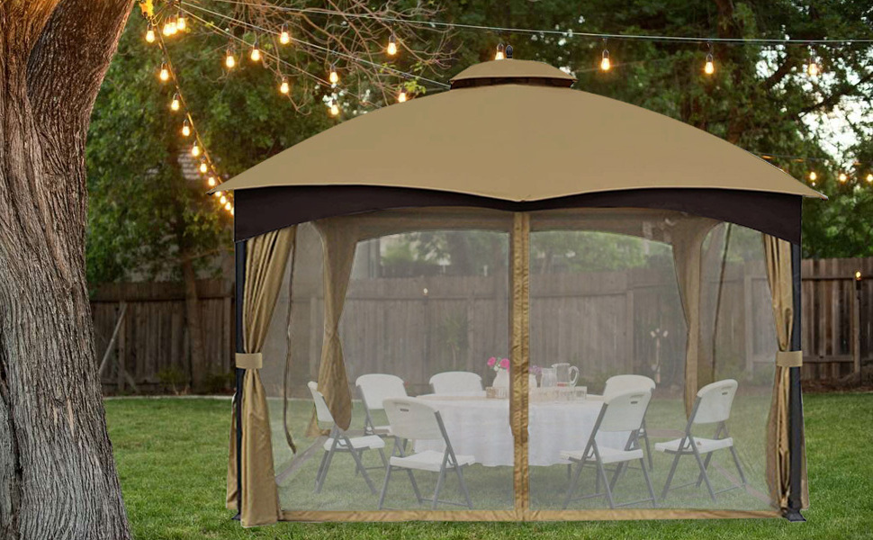 SCOCANOPY Custom Made 10 Ft. x 12 Ft. Gazebo Replacement Mosquito Netting For Outdoor Backyard