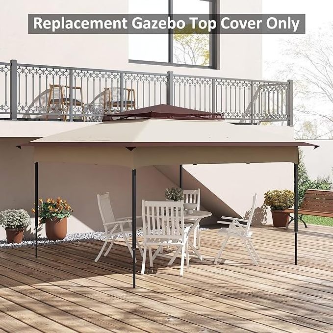 SCOCANOPY UV Protection Gazebo Cover Pop up Canopy Replacement Top with Air Vent for 10x10 Canopy Frame Beige