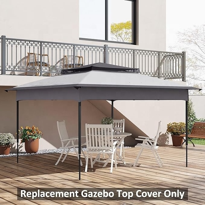 SCOCANOPY two Tier UV Protection Heavy Duty Gazebo Pop up Canopy Replacement Cover with Air Vent for 10x10 Canopy Frame Gray