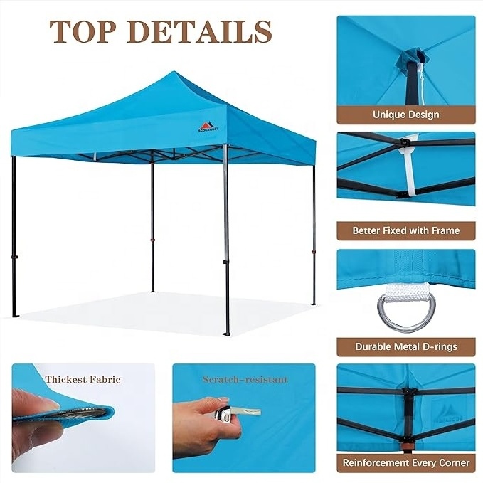 SCOCANOPY Straight Leg Pop-up Canopy Tent Replacement Top Cover 10x10 Free Gift Four Sand Bags for Outdoor Camping Skyblue