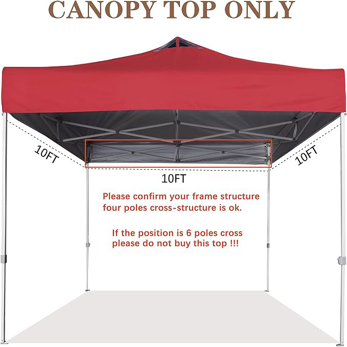 SCOCANOPY Commercial Grade Sunproof Rainproof 10x10 Replacement Gazebo Canopy Top with Air Vent for Pop Up Tent Outdoor Red