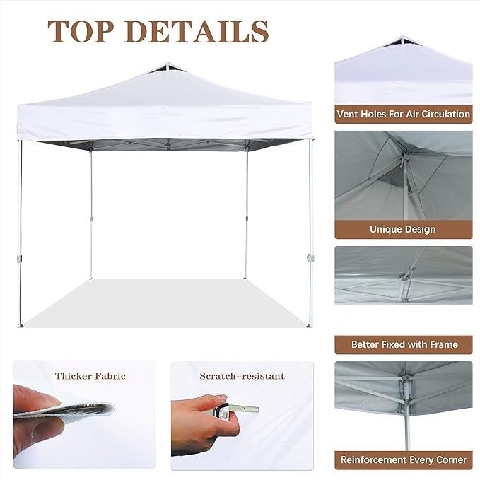 SCOCANOPY Factory High Quality  Waterproof 10x10 Pop Up Canopy Top Replacement Cover with Air Vent for Outdoor Event White