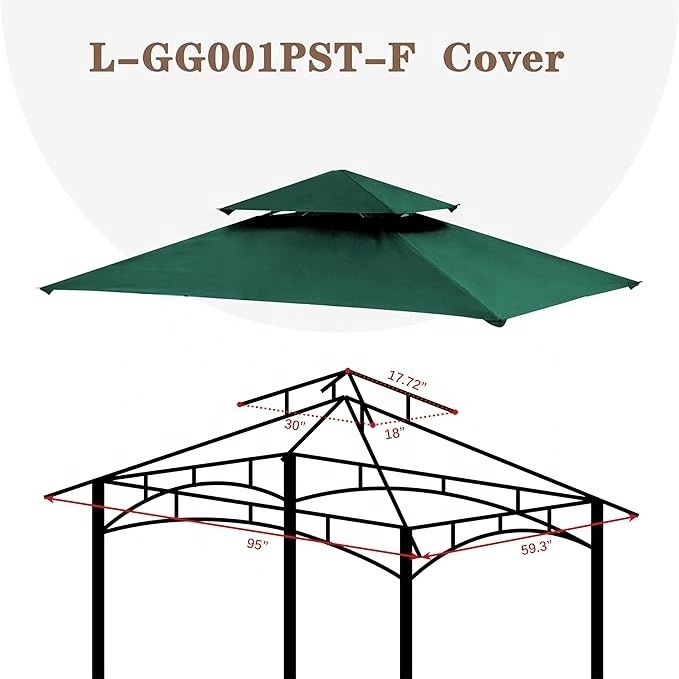 SCOCANOPY Water-Repellent 8x5ft Grill bbq Gazebo Canopy Tent Replacement Top Cover with 2 Tiers for Grand Resort Forest Green