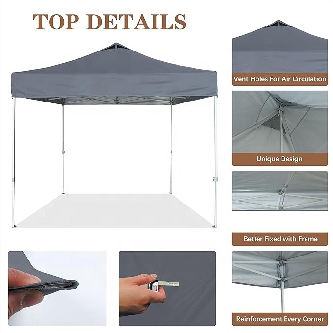 SCOCANOPY 10x10 Canopy Replacement Top with Air Vent for Pop Up Tent, UV Protection, Waterproof and Windproof Tent Roof Gray