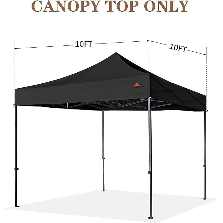 SCOCANOPY Waterproof Pop Up Folding 10 by 10 First Up Canopy Tent Replacement Top Only 10x10 Bonus 4 Pack Weight Bag Black