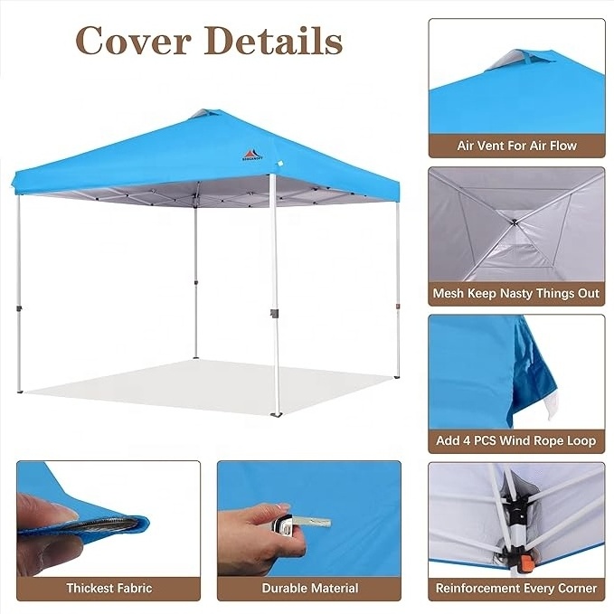 SCOCANOPY High Density Silver Coating Canopy Replacement Top for 10x10 Pop Up Tent with Air Vent Outdoor Traveling SkyBlue