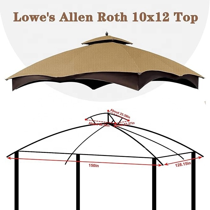 SCOCANOPY Universal Ripstop Tent Canopy Replacement Cover Top 10x12 Lowe's Allen Roth Gazebo with 2 Tier for Garden and Backyard