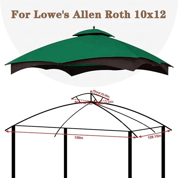 SCOCANOPY Factory Wholesale Waterproof Canopy Tent Replacement Cover Tops for Lowe's Allen Roth 10x12 Gazebo Pergola Backyard