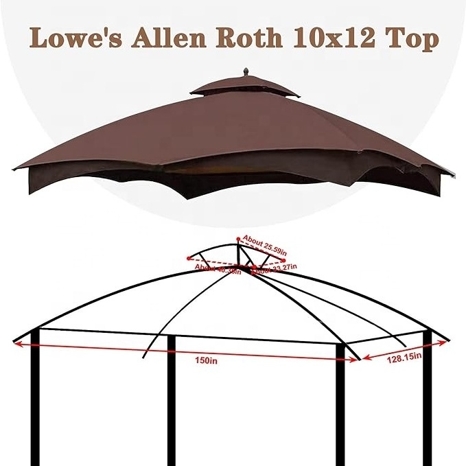 SCOCANOPY Polyester Fabric Sunproof Lowe's Allen Roth 10x12 Gazebo Canopy Replacement Top Pergola Cover for Garden Amusement