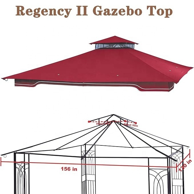 SCOCANOPY Soft Roof Gazebo Cloth Top Replacement 10x12 for Regency II Pergola Canopy 100% Waterproof Sunproof Two Tiers Burgundy