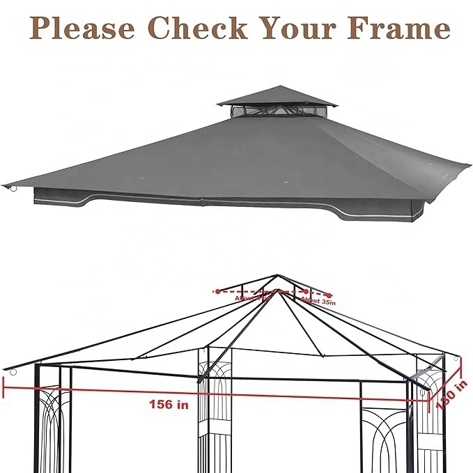 SCOCANOPY Heavy Duty Easy to Install Canopy Top Cover Replacement 10x12 for Regency II Patio Gazebo Rainproof with Two Tier Gray