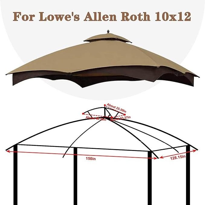 SCOCANOPY Easy To Install Durable Lowe's Allen Roth 10x12 Gazebo Tent Canopy Replacement Tops Cover for Leisure Activities