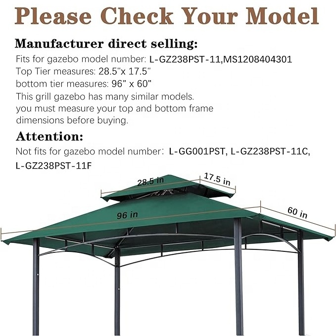 SCOCANOPY Sturdy Rainproof Sunproof  Swing 5x8ft Replacement Grill Canopy Gazebo Cover Top for Patio Courtyard Forest Green