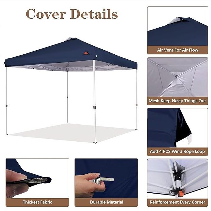 SCOCANOPY 10x10 Replacement Canopy Top Custom Folding Pop Up Tent Wedding Event Marquee Trade Show Tent with Air Vent NavyBlue